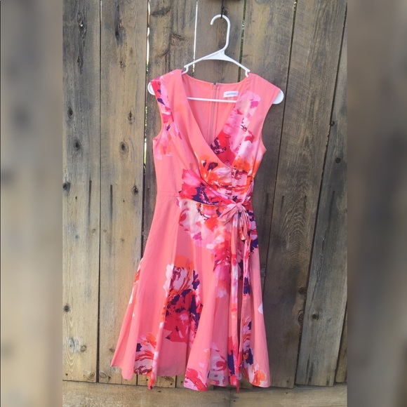 calvin klein pink floral dress